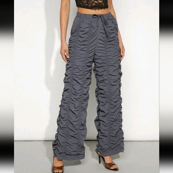 Ruched Drawstring Wide Leg Pants - Picture 1 of 4